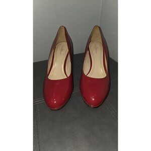 Cole Haan Heels Pumps Womens 9B Solid Red Patent Leather Slip On New Years Eve